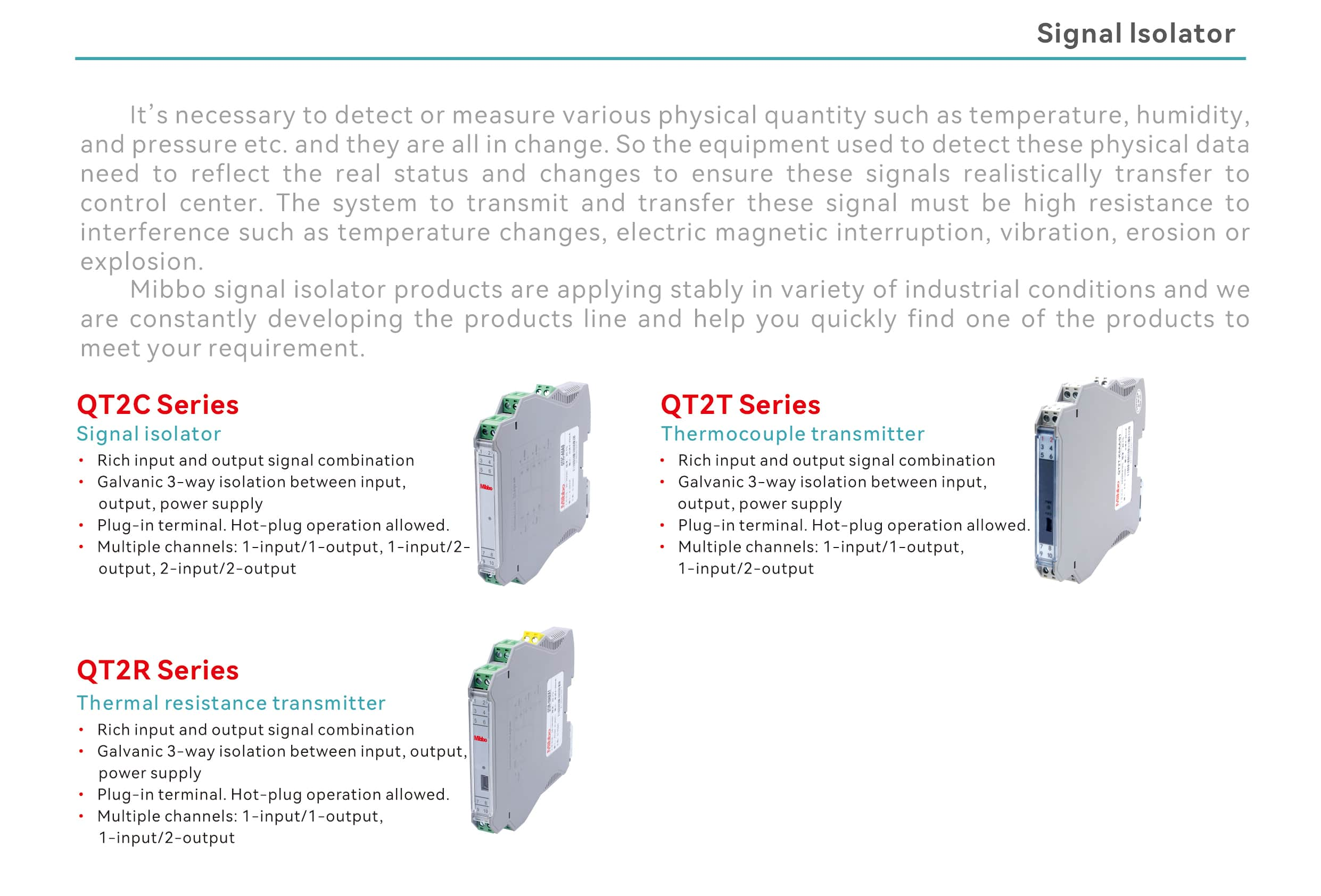 QT2T Series Thermocouple Transmission Isolator